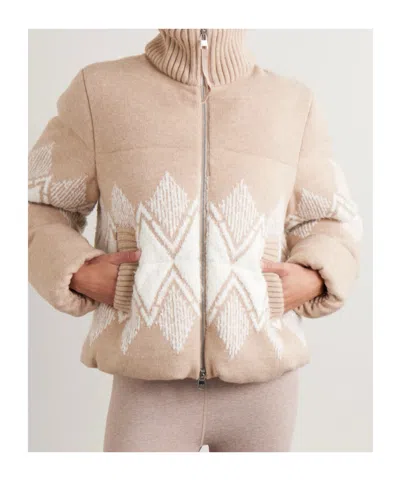 Varley Belinda Padded Fair Isle Knitted Jacket In Neutral