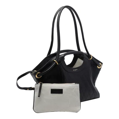 Balmain Quilted Medium Shoulder Bag In Black