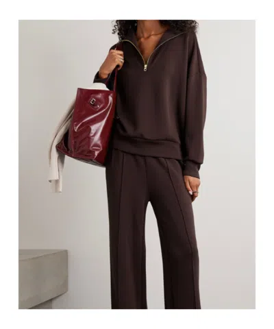 Varley Doublesoft Hawley Half-zip Sweatshirt In Brown