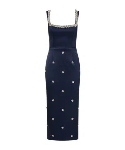 Rebecca Vallance Ayla Crystal-embellished Satin-crepe Midi Dress In Blue