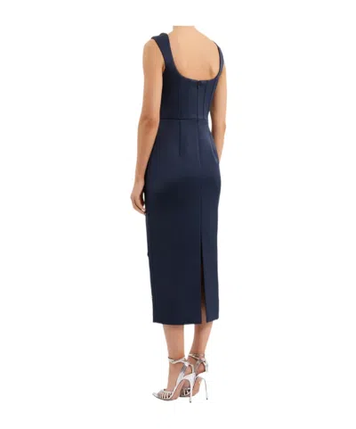 Rebecca Vallance Ayla Crystal-embellished Satin-crepe Midi Dress In Blue