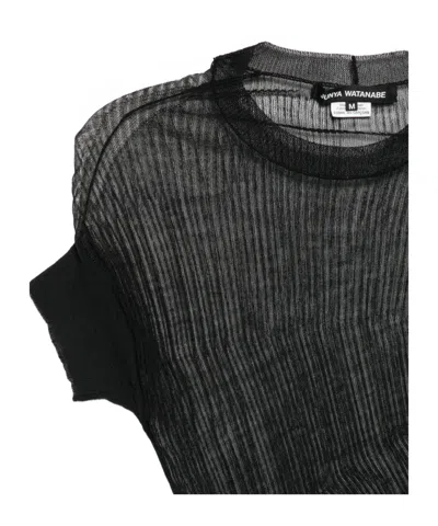 Junya Watanabe Asymmetric Mesh T-shirt In Gray