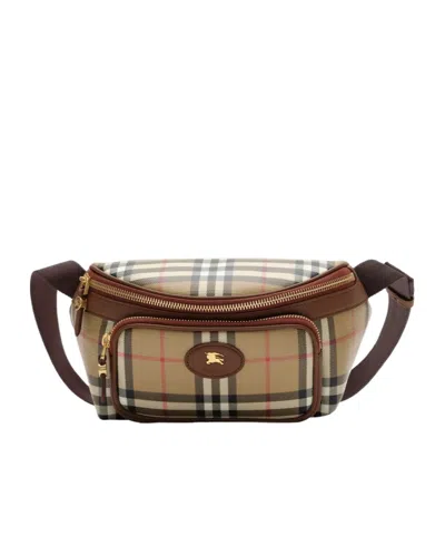 Burberry Check Pattern Belt Bag Adjustable Strap In Brown