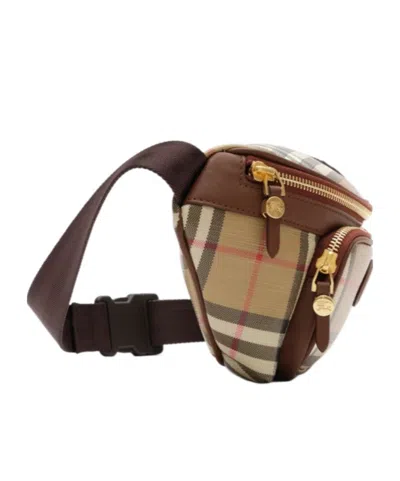 Burberry Check Pattern Belt Bag Adjustable Strap In Brown