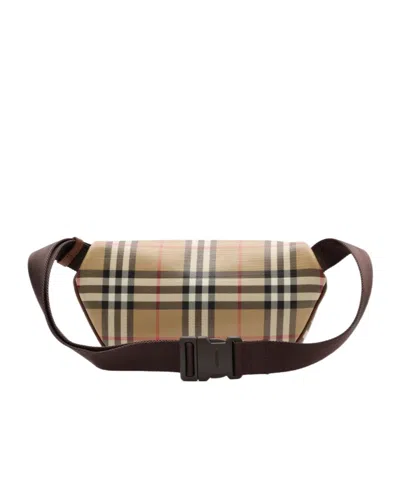 Burberry Check Pattern Belt Bag Adjustable Strap In Brown