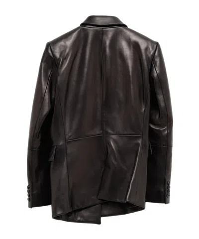 Khaite Double-breasted Leather Blazer In Black