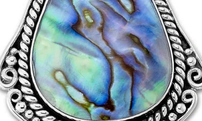 Samuel B. Sterling Silver And Abalone Pear Pendant In Metallic