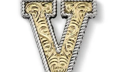 Samuel B. Two-tone Initial Pendant In Metallic