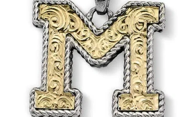 Samuel B. Two-tone Initial Pendant In Metallic