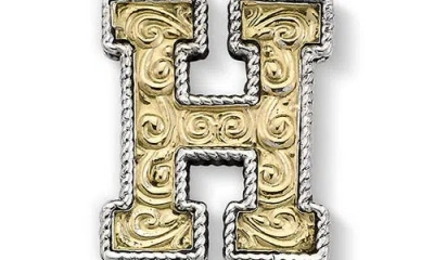 Samuel B. Two-tone Initial Pendant In Metallic