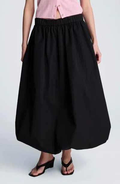 Kenneth Cole Poplin Pull On Bubble Maxi Skirt In Black