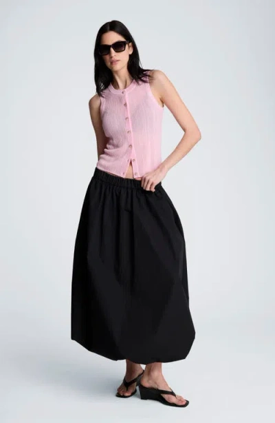 Kenneth Cole Poplin Pull On Bubble Maxi Skirt In Black