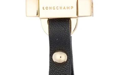 Longchamp Le Pliage Cuir Key Ring In Black