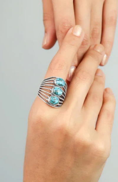 Ys Gems Stabilized Turquoise Multiband Ring In Multi