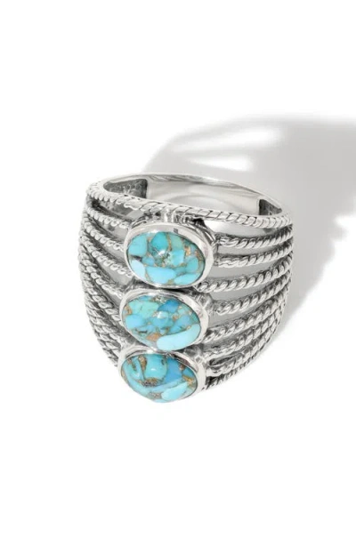 Ys Gems Stabilized Turquoise Multiband Ring In Multi