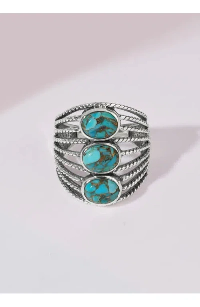 Ys Gems Stabilized Turquoise Multiband Ring In Multi