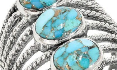 Ys Gems Stabilized Turquoise Multiband Ring In Multi