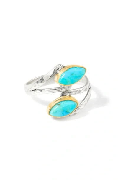 Ys Gems Stabilized Turquoise Cabochon Wrap Ring In Multi
