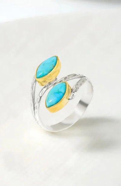 Ys Gems Stabilized Turquoise Cabochon Wrap Ring In Multi