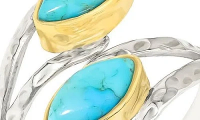 Ys Gems Stabilized Turquoise Cabochon Wrap Ring In Multi
