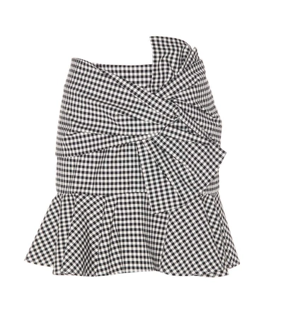 Veronica Beard Picnic Bow Mini Skirt In Black, Checkered & Plaid, White. In Llack