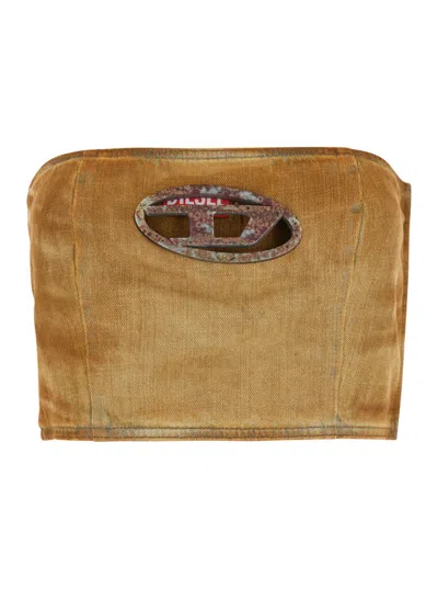 Diesel Beige Solid Strapless Top In Beige