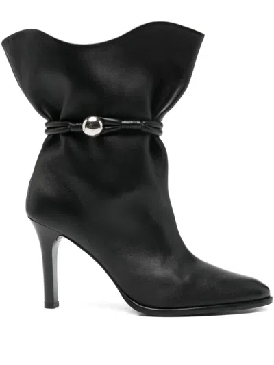 Isabel Marant Black Solid Leather Boots In Black
