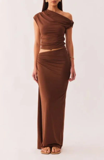 Sndys Amabel One-shoulder Top In Brown