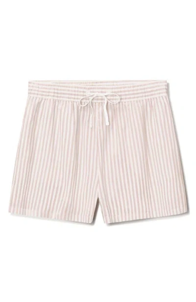 Tommy John Stripe High Waist Woven Sleep Shorts In Neutral
