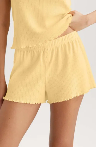 Tommy John Pointelle Rib Sleep Shorts In Yellow
