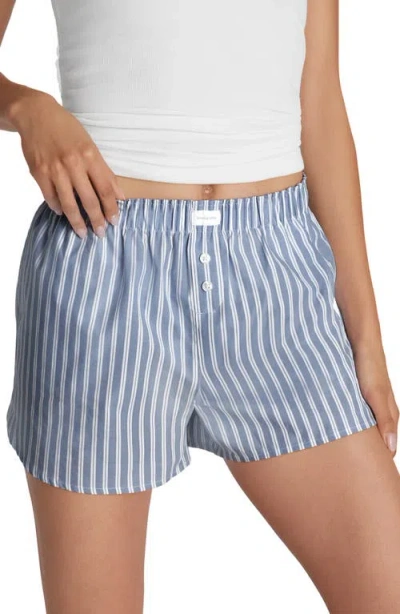 Tommy John Woven Lounge Boxer Shorts In Blue