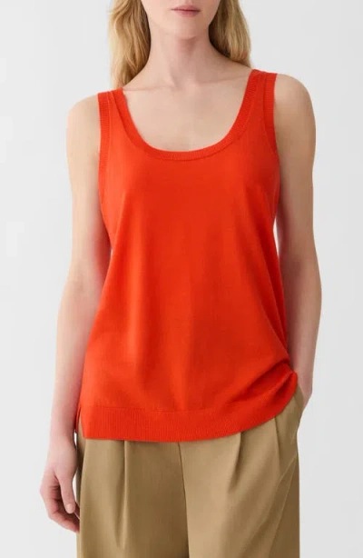 Lafayette 148 New York Scoop Neck Merino Wool Sweater Tank In Orange