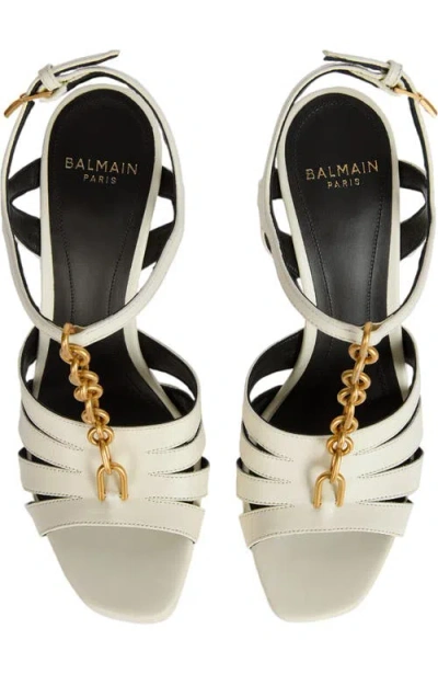 Balmain Sync Platform Sandals In Neutral
