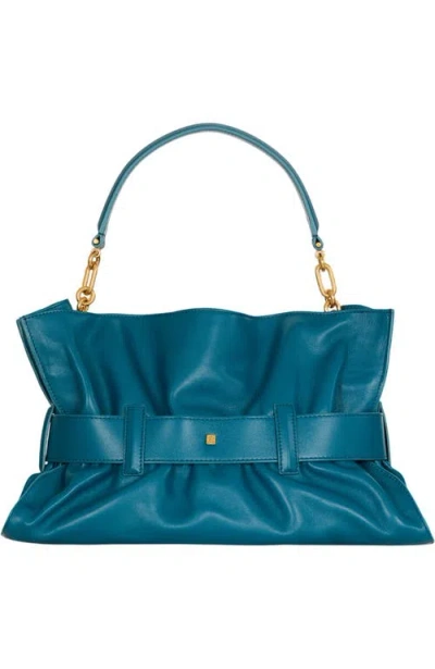 Balmain Medium Anthem Bag In Smooth Leather In Blue