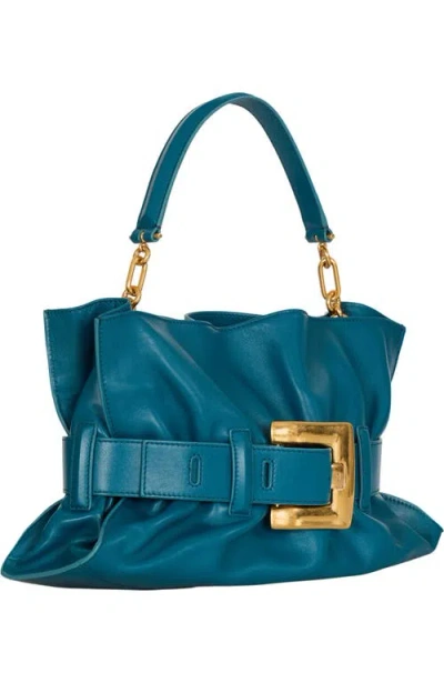 Balmain Medium Anthem Bag In Smooth Leather In Blue