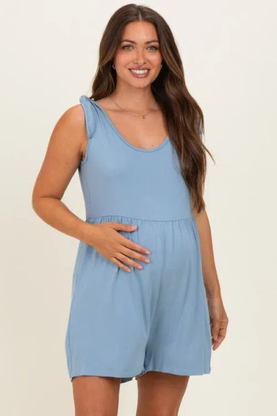 Pinkblush Knot Strap Romper In Blue