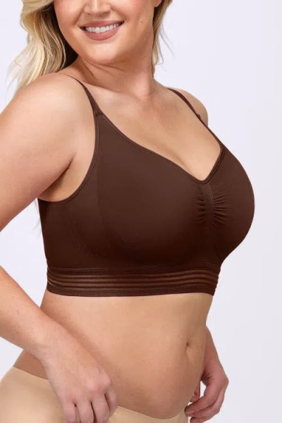 Shapellx Wireless Full Coverage Seamless Bra In Brown