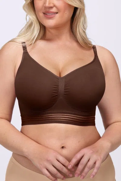 Shapellx Wireless Full Coverage Seamless Bra In Brown