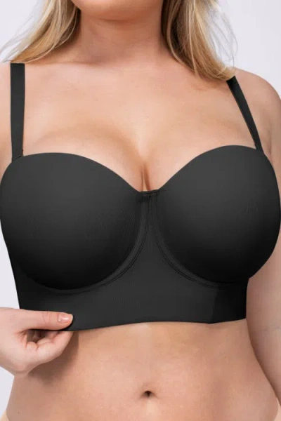 Shapellx Strapless Convertible Underwire Bra Full Coverage In Black