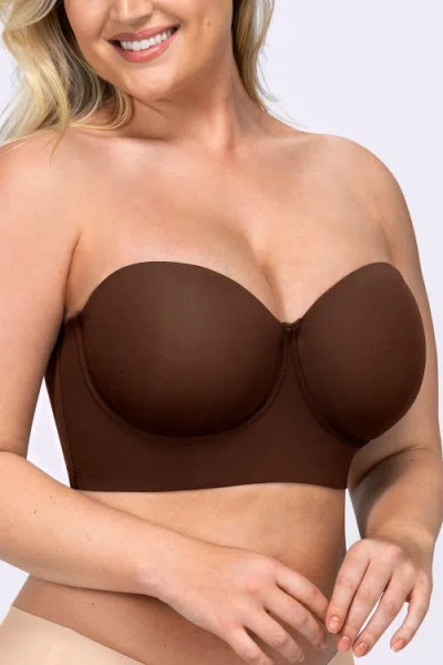 Shapellx Strapless Convertible Underwire Bra Full Coverage In Brown
