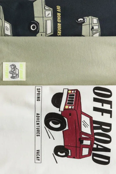 H&m 3-pack Printed T-shirts In Multi