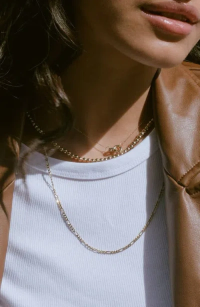 Aurate New York Medium Gold Figaro Chain Necklace In White