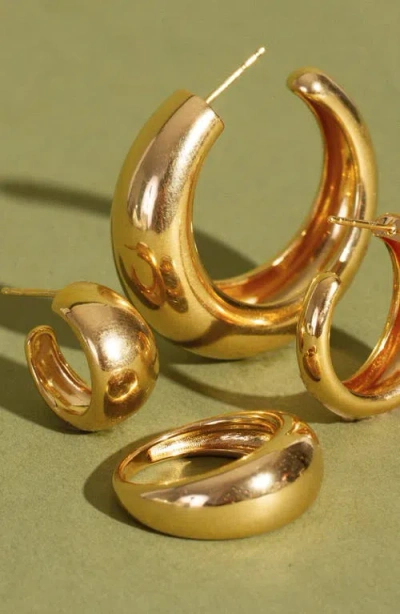 Aurate New York Gold Smooth Arch Hoops Small In Yellow
