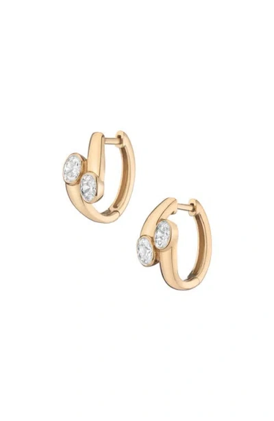 Aurate New York Lab Grown White Sapphire Ellipse Earrings In Gold