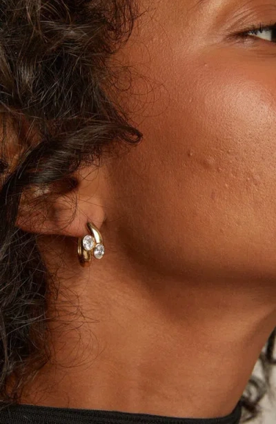Aurate New York Lab Grown White Sapphire Ellipse Earrings In Gold