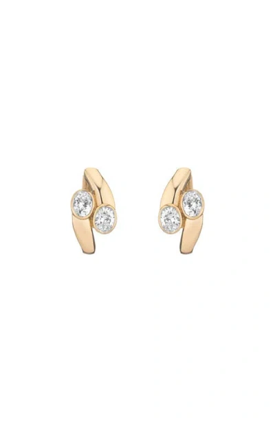 Aurate New York Lab Grown White Sapphire Ellipse Earrings In Gold