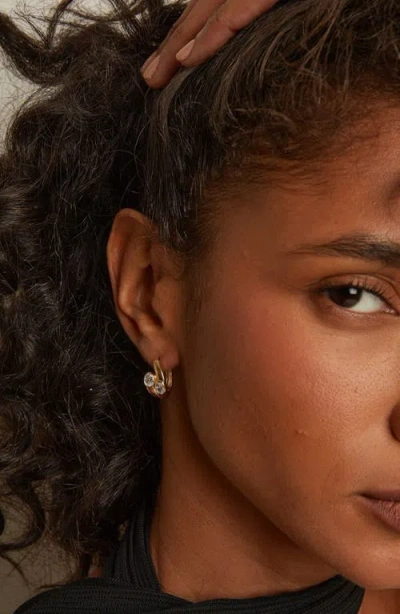 Aurate New York Lab Grown White Sapphire Ellipse Earrings In Gold