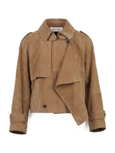 Monse Cascade Double Breasted Suede Jacket In Multi