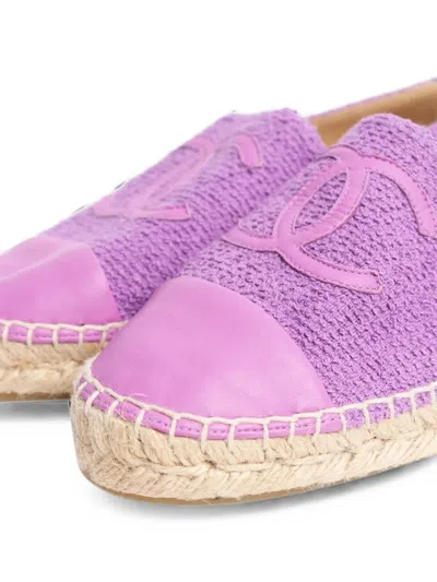 Pre-owned Chanel Cc Interlocking Espadrilles In Purple