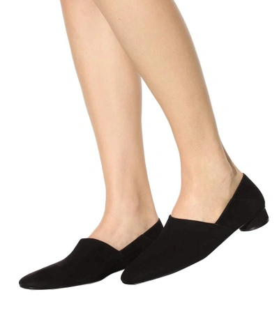 Shop The Row Noelle Suede Slippers In Llack